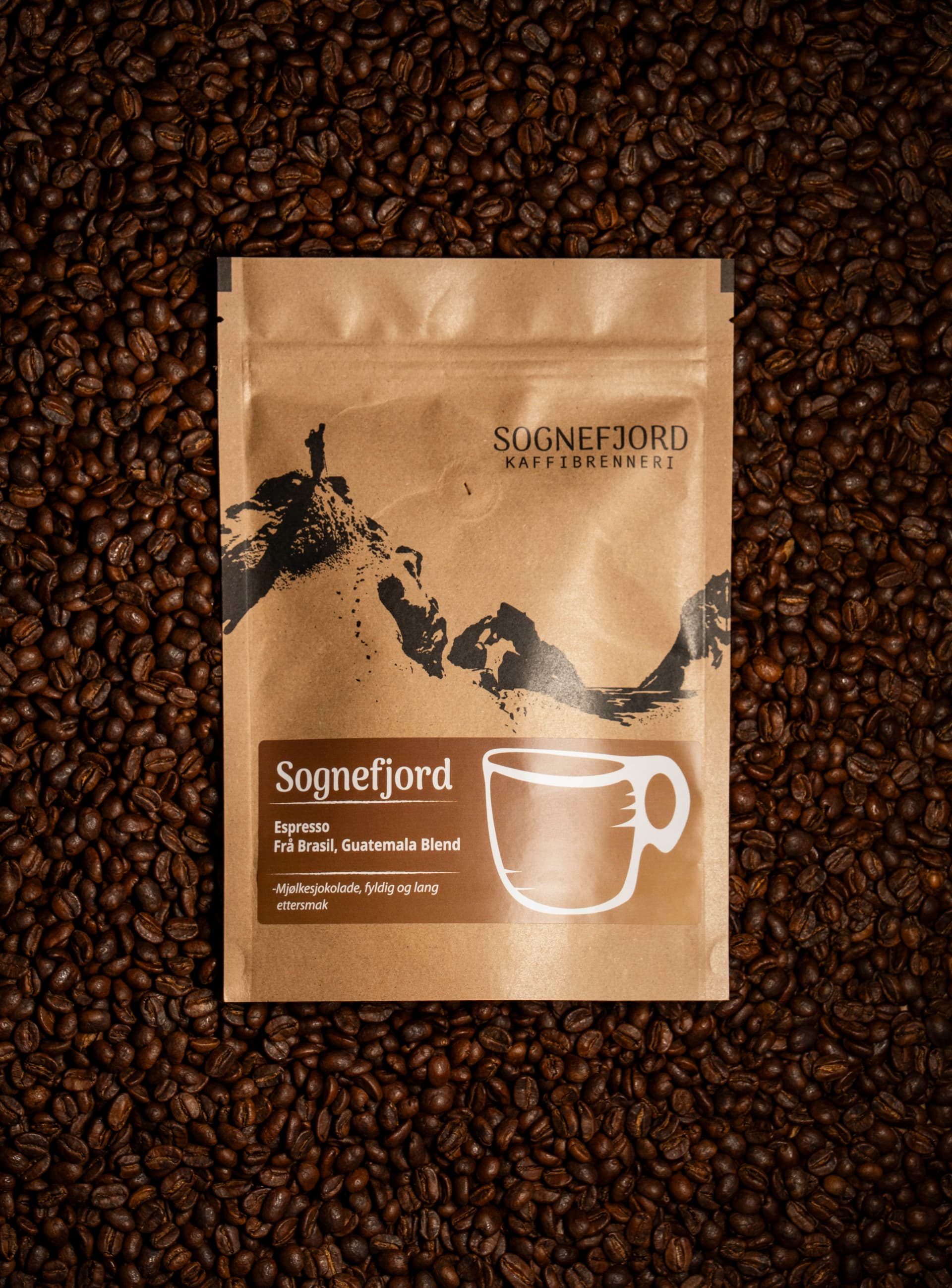 Sognefjord kaffibrenneri kaffepakke på kaffebønner